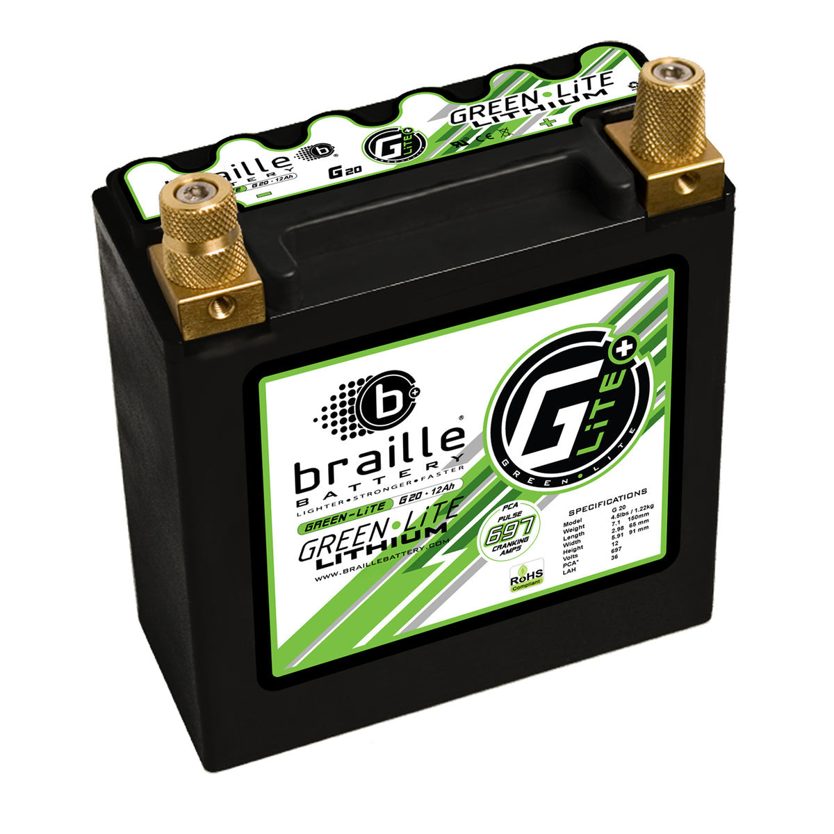 Braille G20 Lithium “GREEN-LiTE” Motorsports 12 Volt Battery