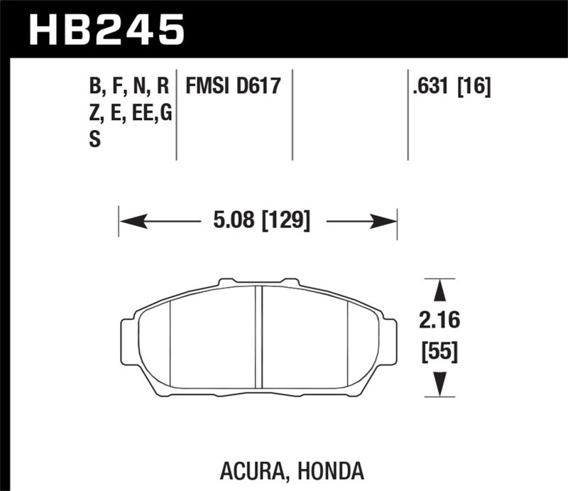 Hawk HB245N.631 94-01 Acura Integra (excl Type R) HP+ Street Front Brake Pads