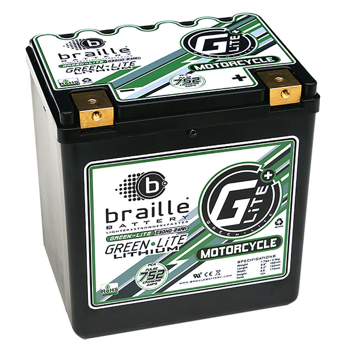Braille G30H Lithium “GREEN-LiTE” Motorsports 12 Volt Battery