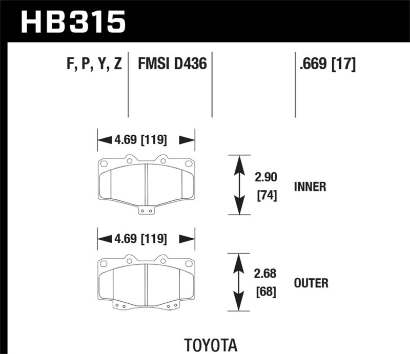 Hawk HB315F.669 HPS Street Brake Pads